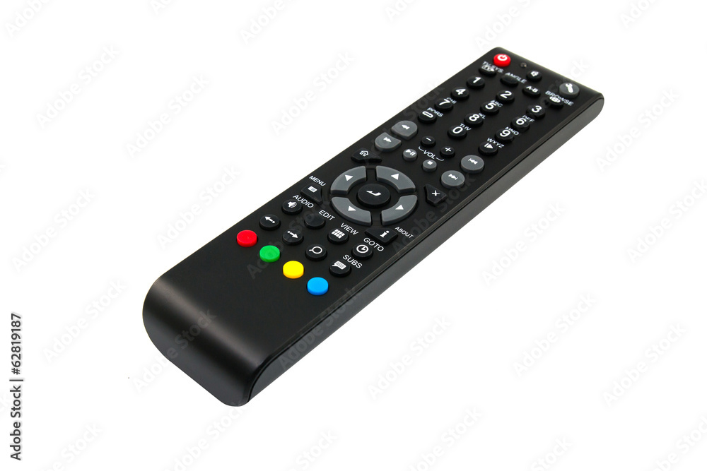tv remote control keypad black on white isolated tv remote control keypad black on white isolated