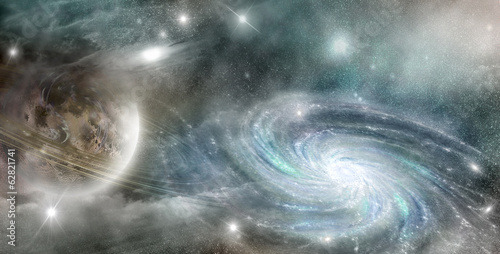 Fototapeta spiral galaxy and planet