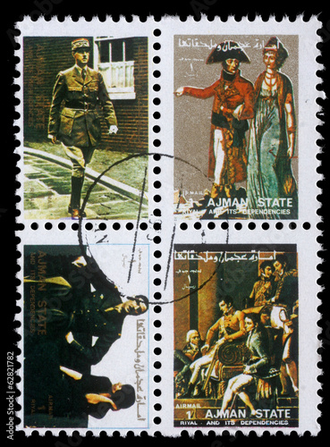 Stamps printed in Ajman showing famous mens and women