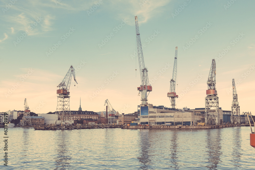 Cranes in Helsinki Harbour