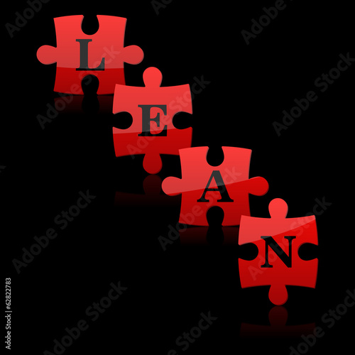 Red puzzles with word lean on the black background