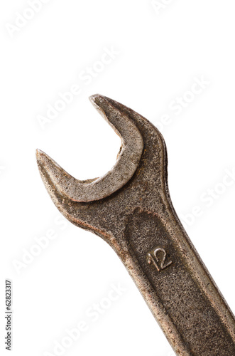 shabby spanner on a white backgrounds with clipping path