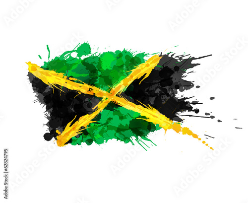 Canvas Print Flag of Jamaica made of colorful splashes