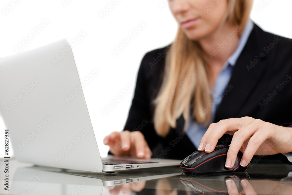 Beautiful young businesswoman using laptop Beautiful young businesswoman using laptop