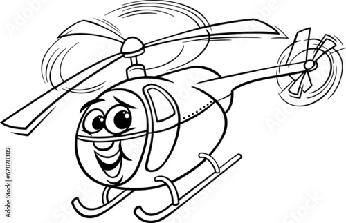 helicopter cartoon for coloring book