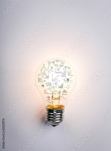 Light bulb with drawing graph