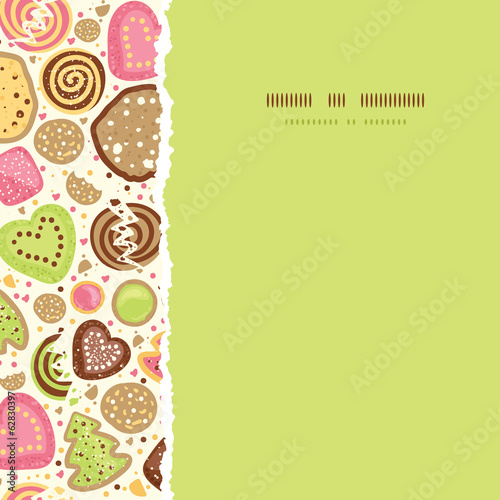 Vector colorful cookies square torn seamless pattern background
