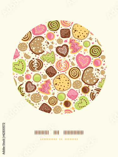 Vector colorful cookies circle decor pattern background with