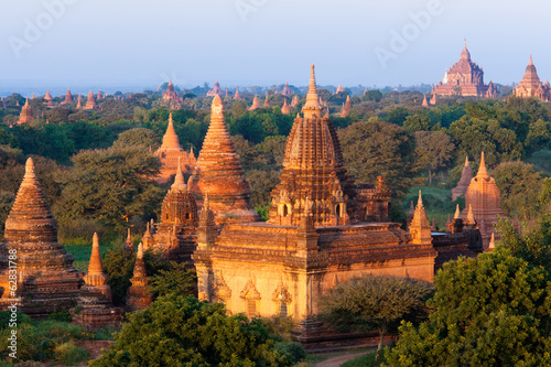 Stupas in the Bagan Archaeological Zone in Bagan, Myanmar photo