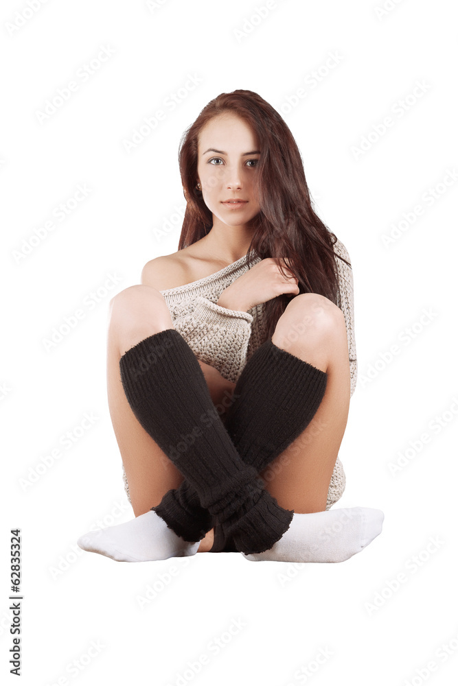 Fototapeta premium girl in sweater sitting