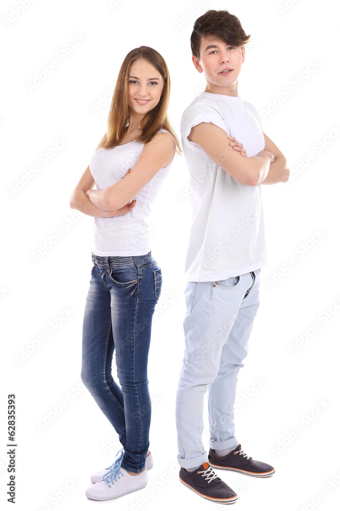 Two beautiful young people isolated on white Two beautiful young people isolated on white