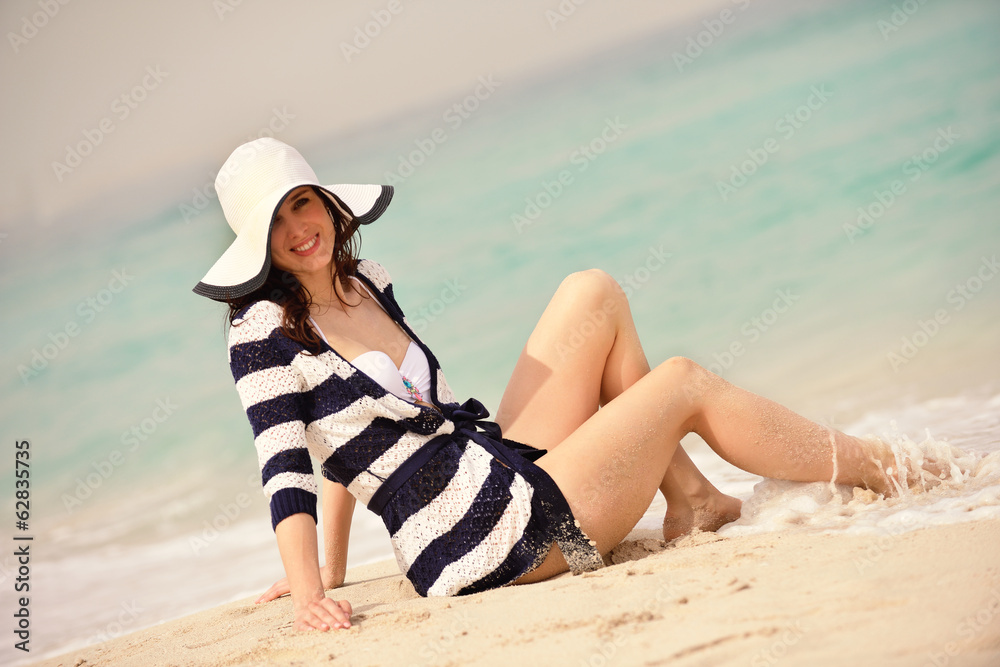 happy woman enjoy summer vacation happy woman enjoy summer vacation