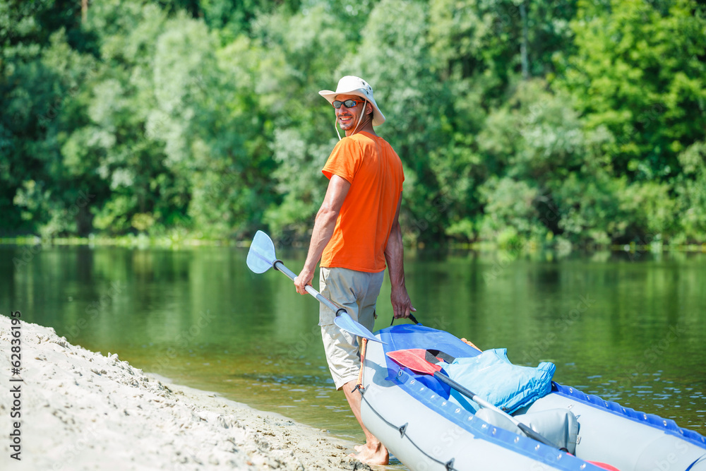 Man kayaking