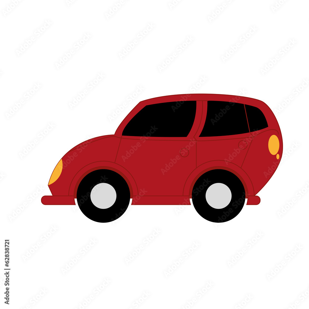 Vector Cartoon Simple Car On White Background