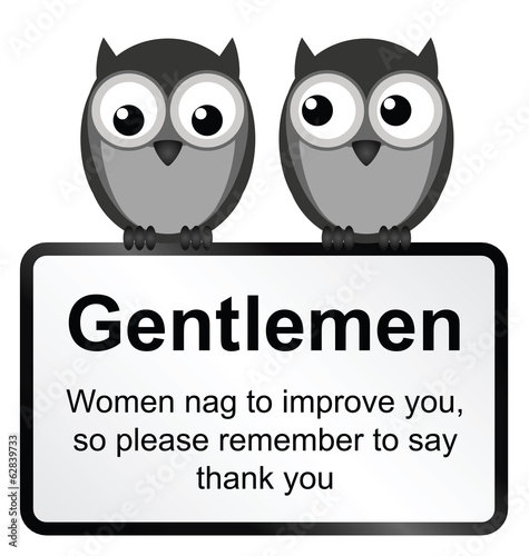 Monochrome comical women nag sign