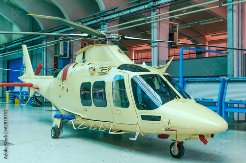 Helicopter in hangar