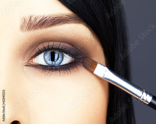 close-up shot of woman eye makeup