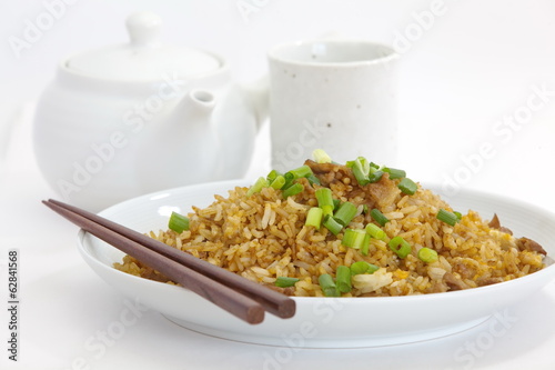 asian food fried rice with pork and egg