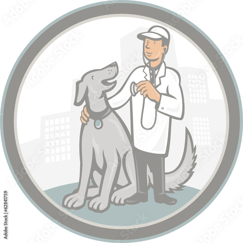 Veterinarian Vet With Pet Dog Cartoon