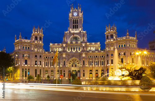  Palace of Communication in night. Madrid, Spain
