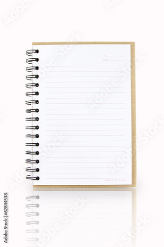 Opened notebook with shadow effect isolated on white, clipping p