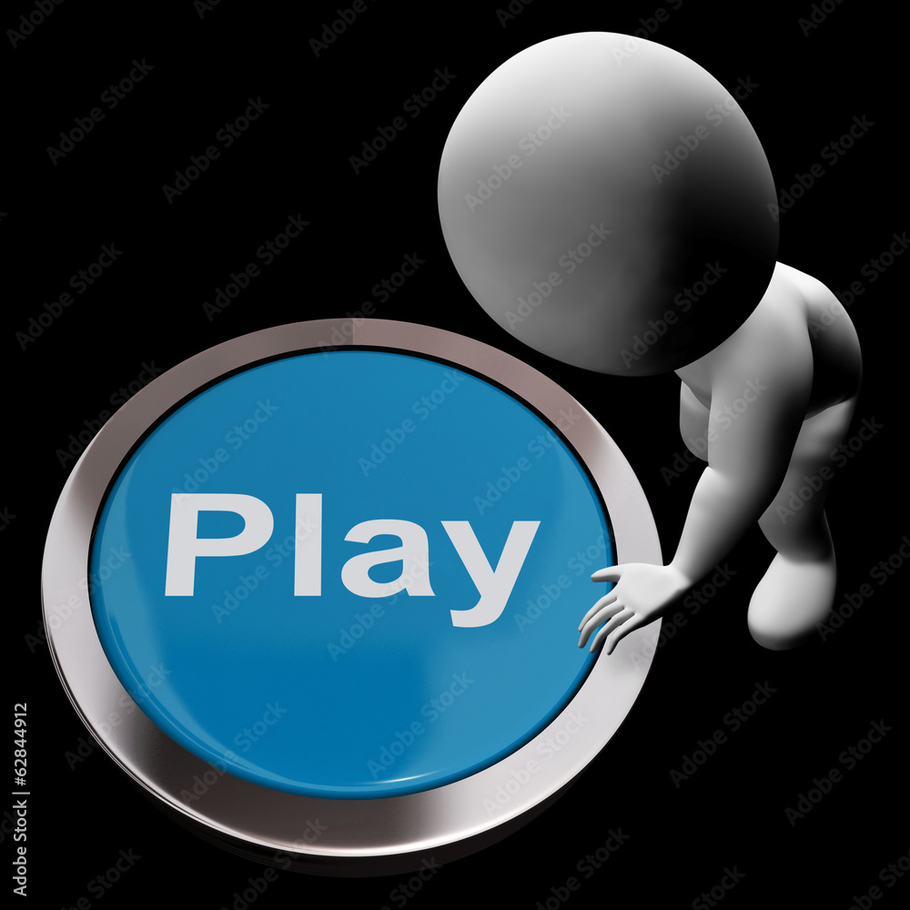Play Button Means Games Entertainment and Fun Stock Illustration