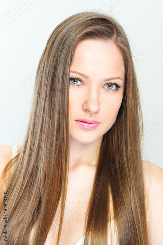 closeup portrait of a beautiful woman with beauty face and clean