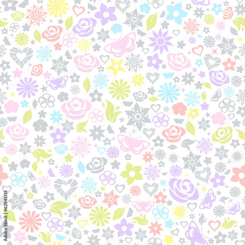 Multicolored seamless pattern of flowers Multicolored seamless pattern of flowers