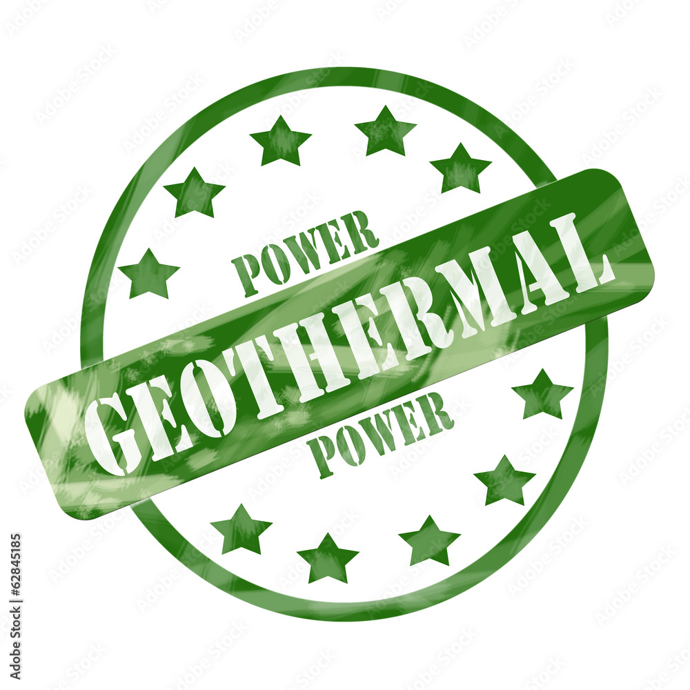 Green Weathered Geothermal Power Stamp Circle and Stars Green Weathered Geothermal Power Stamp Circle and Stars