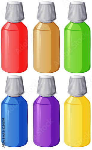 Colourful medical bottles