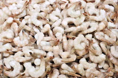 fresh peeled frozen peeled shrimp closeup