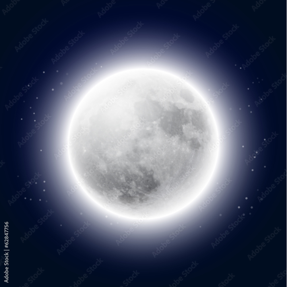 Naklejka premium Full moon in the night sky