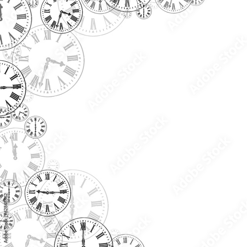 Time Clocks Black & White Background Border