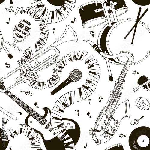 Seamless pattern of musical instruments