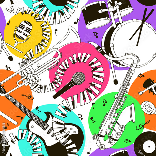 Seamless pattern of musical instruments