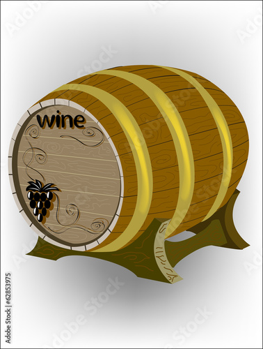 Wine barrel with grapes on the stand