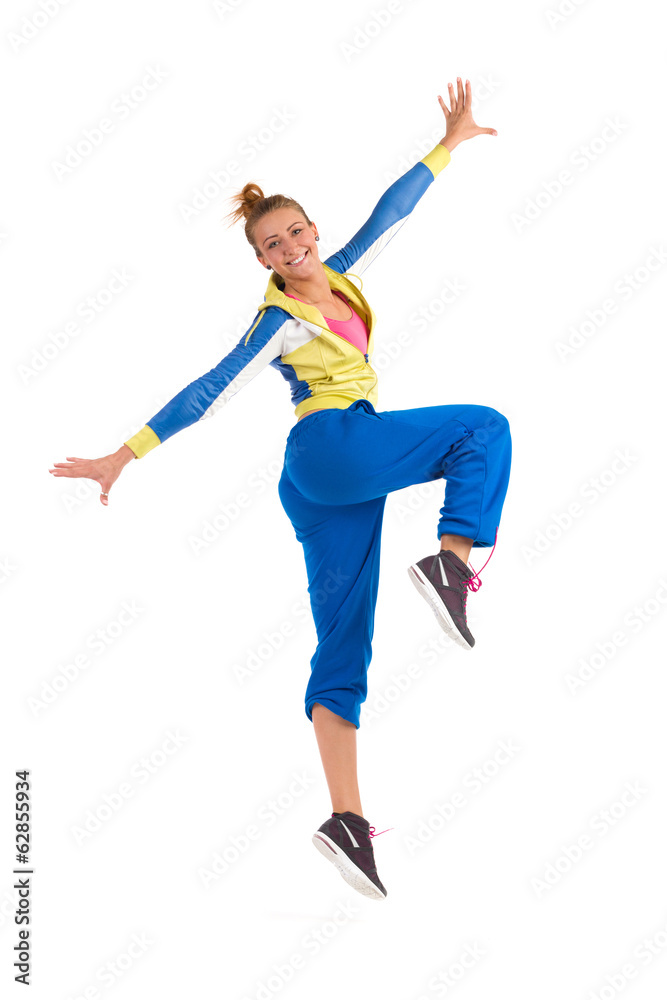 Smiling zumba instructor dancing Smiling zumba instructor dancing