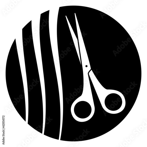 scissors with hairstyle - barber symbol