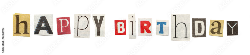Happy Birthday, Cutout Newspaper Letters