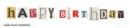 Happy Birthday, Cutout Newspaper Letters