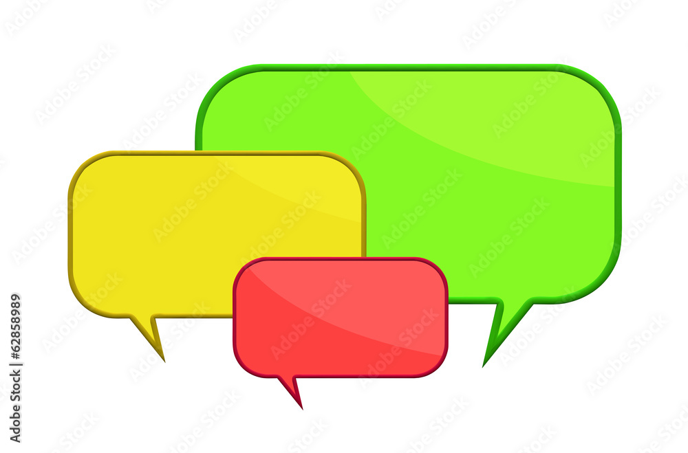 hree color speech bubbles hree color speech bubbles