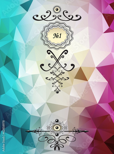 Abstract triangle background with badge cyan lilac color