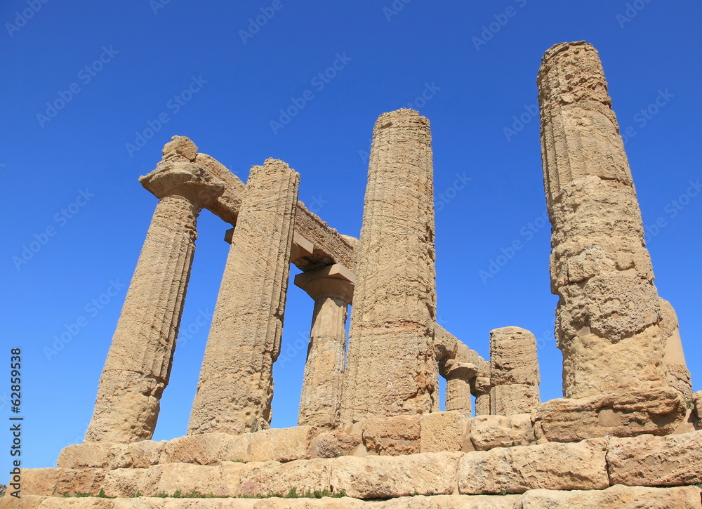 ancient ruins of the Valley of Temples at Agrigento of Sicily, unesco world heritage in Italy
