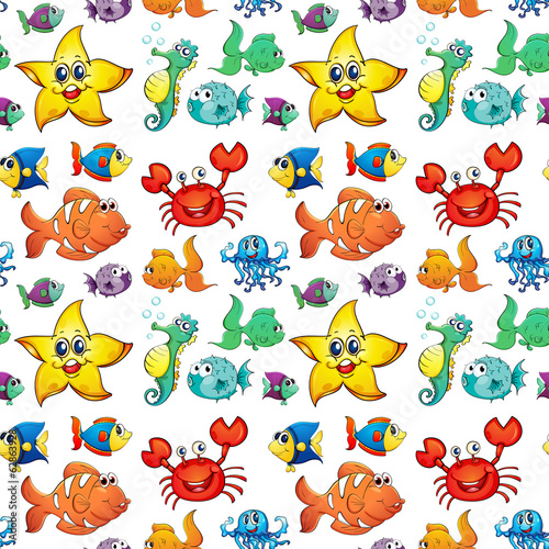 Seamless design with sea creatures © GraphicsRF