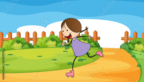 A young woman rollerskating