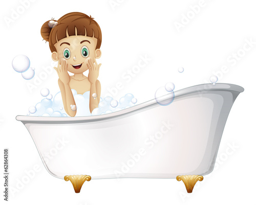 A beautiful girl taking a bath