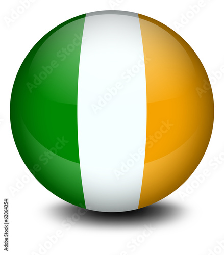 A soccer ball with the flag of Ireland