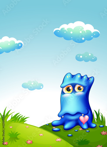 A blue monster at the hilltop