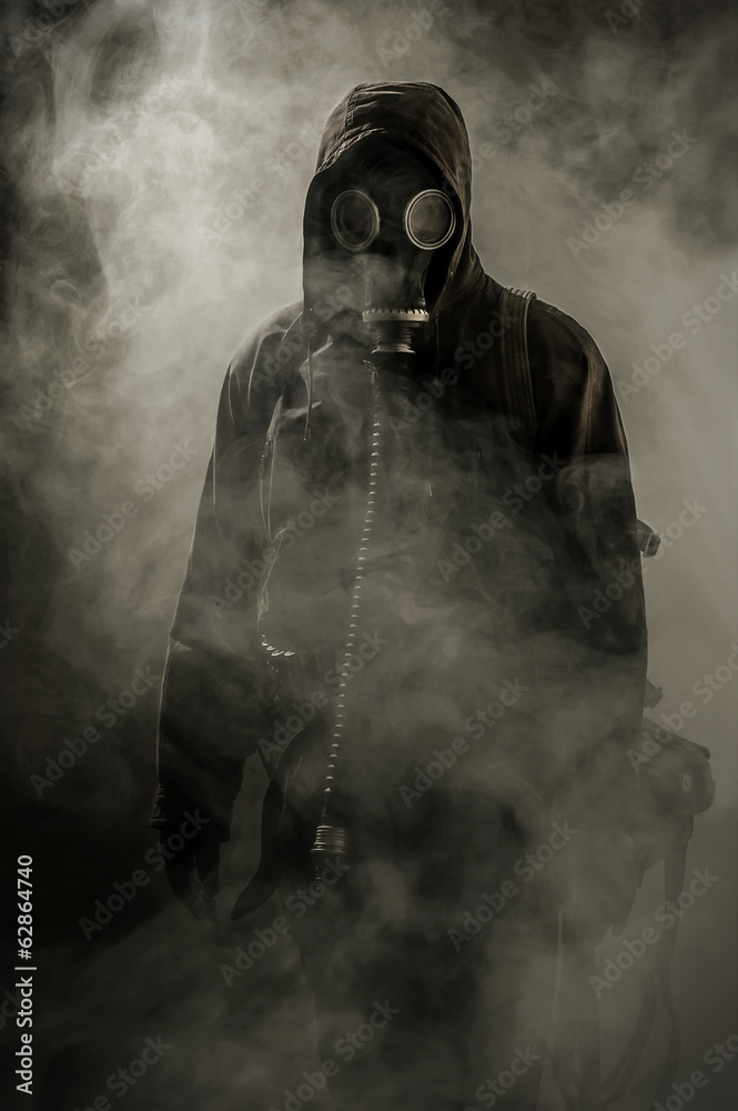 Portrait of a man in a gas mask Portrait of a man in a gas mask
