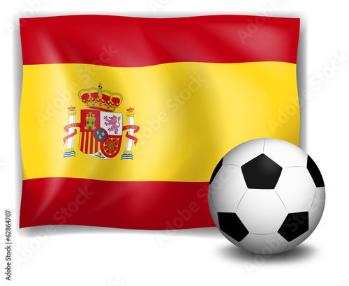 The flag of Spain and the soccer ball